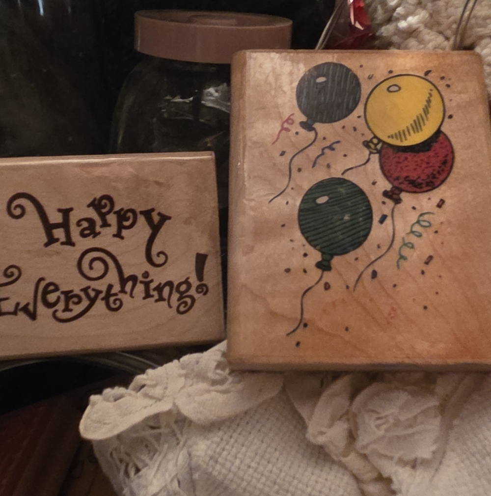 Wooden Scrapbooking Card Making Rubber Stamps Vtg
